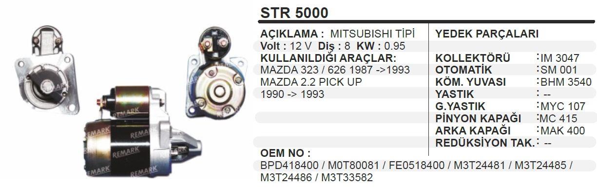 Marş Motoru 12v 8diş Mazda 323 626 87 93 Kia Rio | Wınwın Str5000