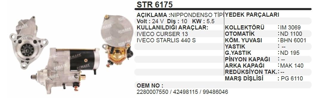 Marş Motoru 24v 10diş Iveco Starles -densotip Ym Kargo Iveco Curser Starlis Trakker 380 Str6175 Str32958 Str32958n Les0207 | Wınwın Str6175