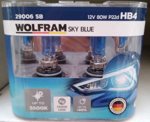 Far Ampulu 12v 9006 80w Hb4 P22d Sky Blue Beyaz Işık | Wolfram 29006sb