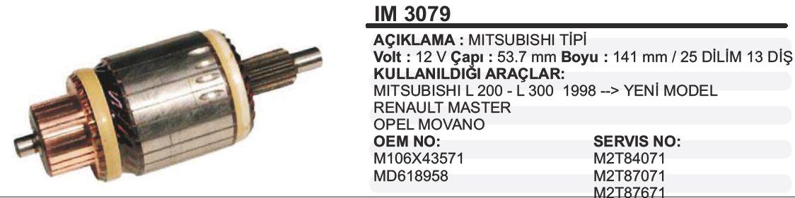 Marş Kollektörü 12v Mitsubishi L300 Hyundai H100 Ym 53.7x141x13 | Wutse Im3079