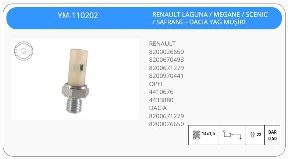 Yağ Müşürü--ym-laguna-megane-scenic------ym-110202 | Klf Ym110202