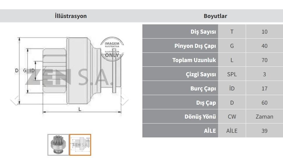 Marş Dişlisi 10diş Ford Kalın Freze Zen0064 | Zen 0064