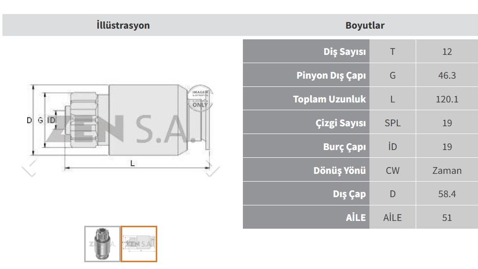 Marş Dişlisi 12diş Caterpillar İçi Geniş Zen0117 | Zen 0117