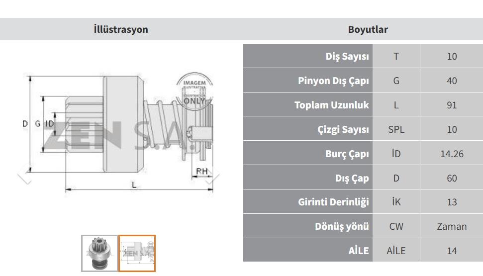 Marş Dişlisi 10diş Ford D1210  Zen0118 | Zen 0118
