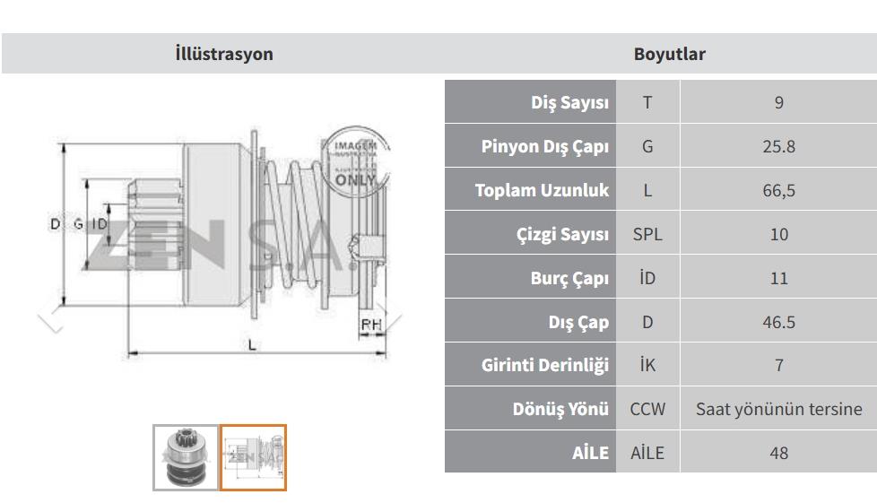 Marş Dişlisi 9diş Vw Opel  Zen0131 | Zen 0131
