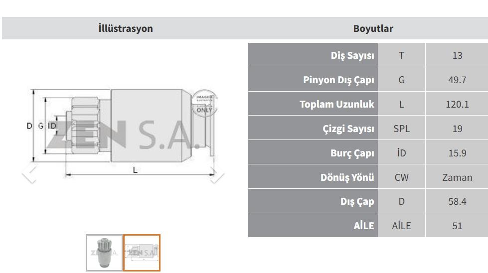 Marş Dişlisi 13diş 40mt 42mt Mf Bmc Dev Fatih Zen0182 | Zen 0182