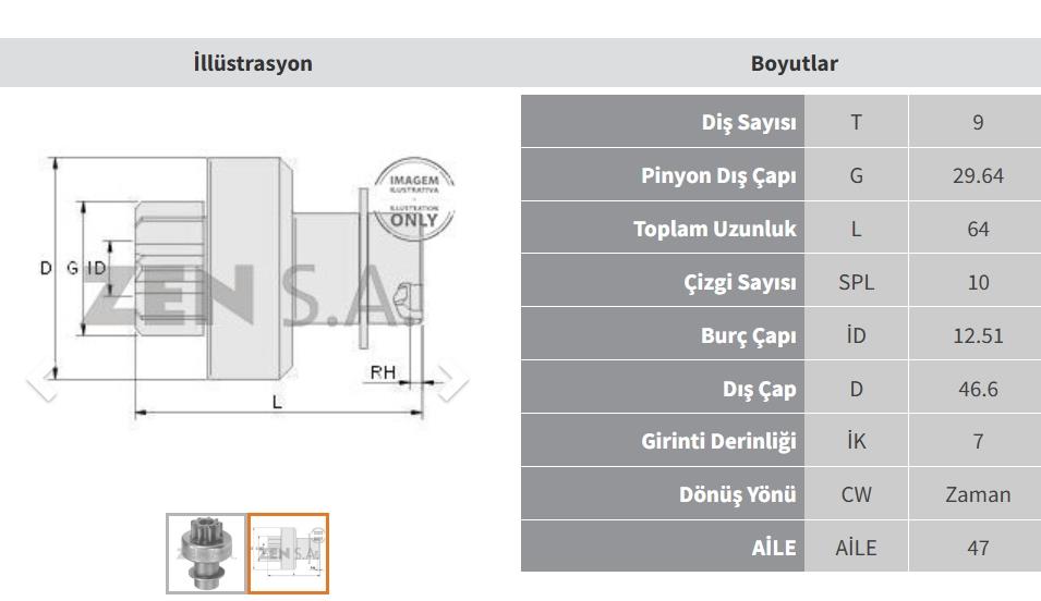 Marş Dişlisi 9diş Suzuki Toyota Mıtsubıshı Toyota Corona Corolla / Daıhatsu Zen0184 | Zen 0184