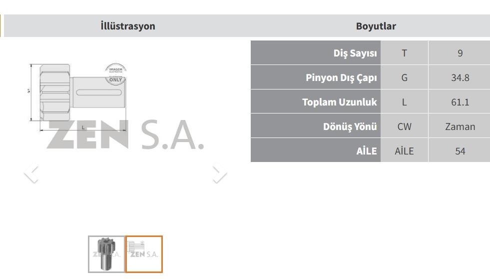 Marş Dişlisi 9diş Alfkb Çelik Man Mercedes Benz 0303  Zen0218 | Zen 0218