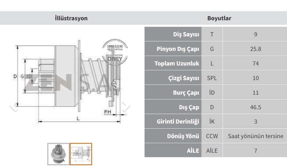 Marş Dişlisi 9diş Vw Transport  Zen0229 | Zen 0229