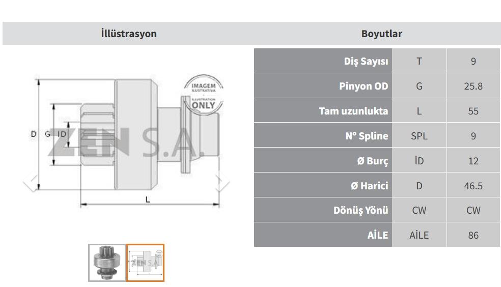 Marş Dişlisi 9diş R9 Benzinli Valeo Tip Zen0287 | Zen 0287