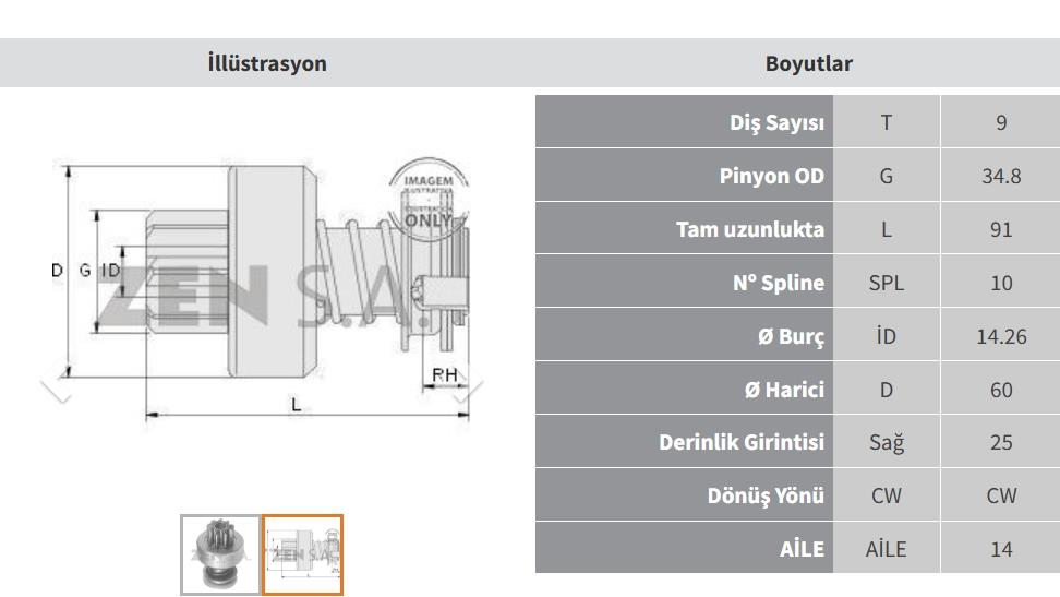 Marş Dişlisi 9diş Mercedes 302 Magirus Zen0301 | Zen 0301