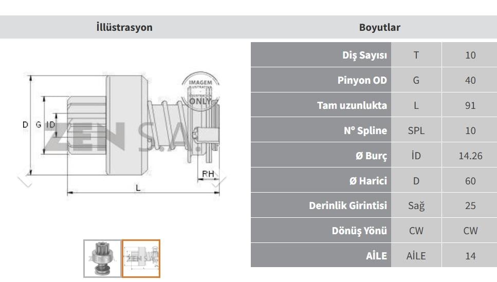 Marş Dişlisi 10diş İnter 1800 1830 Zen0302 | Zen 0302
