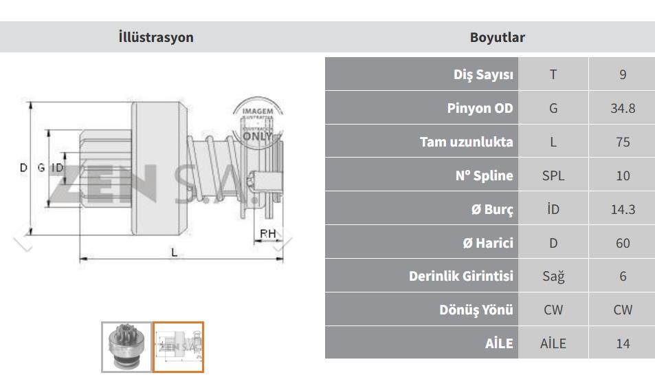 Marş Dişlisi 9diş 540 50nc Magirus 9 Zen0310 | Zen 0310