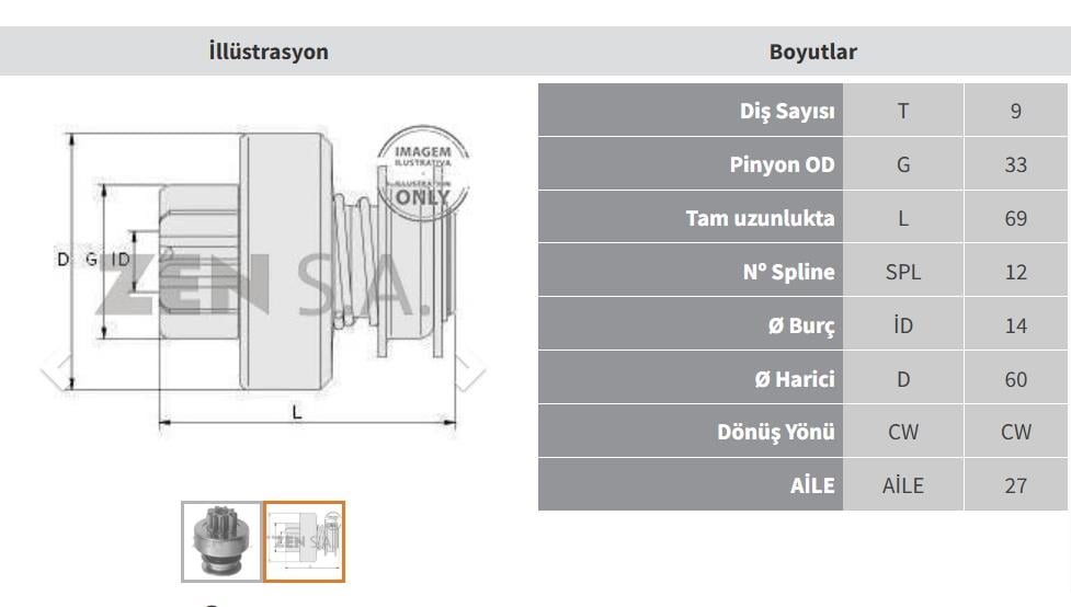 Marş Dişlisi 9diş Isuzu Forklift Zen0376 | Zen 0376