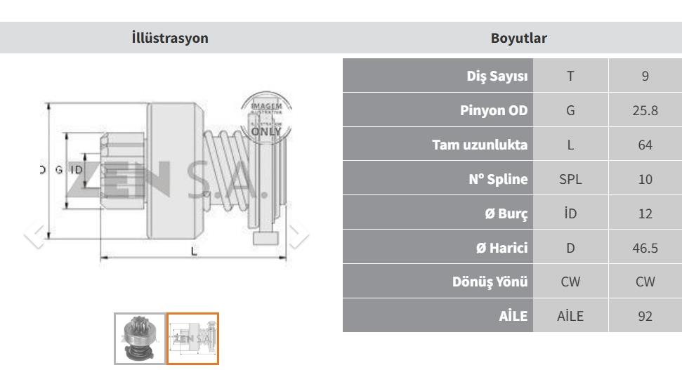 Marş Dişlisi 9diş Mercedes-vw Ym İnce F. Zen0420 | Zen 0420