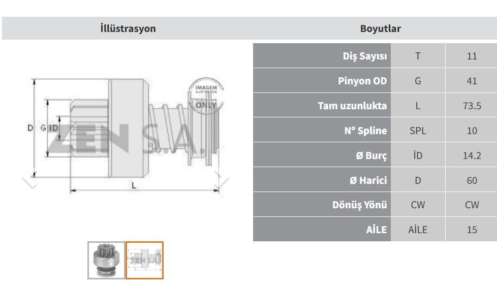 Marş Dişlisi 11diş Same Traktör Bosch Tip Zen0447 | Zen 0447