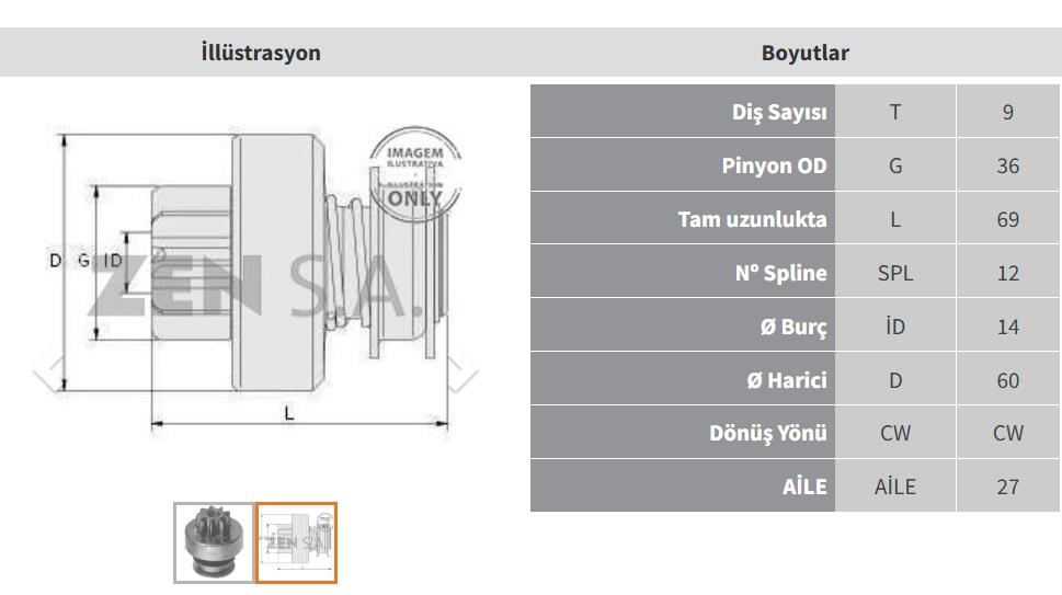 Marş Dişlisi 9diş İşbora Trk.datsun Nissan Zen0448 | Zen 0448