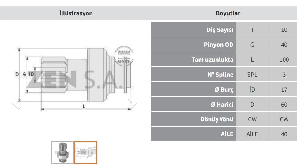 Marş Dişlisi 10diş Bedford 3.5 Ton Kalın Freze | Zen 0506