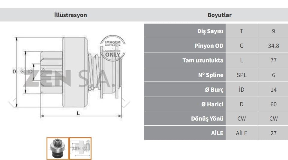 Marş Dişlisi 9diş Üniversal Traktör Zen0561 | Zen 0561