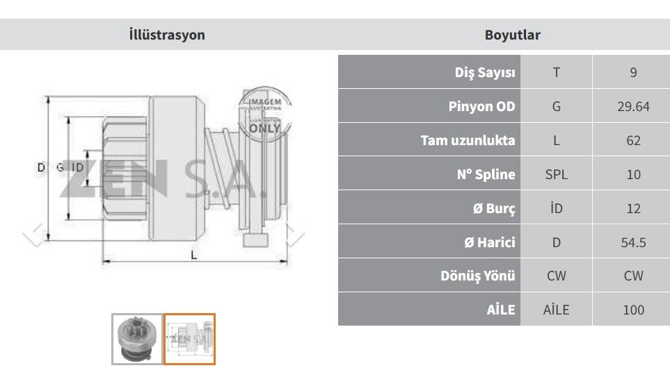 Marş Dişlisi 9diş Bmw Opel Jeep Chrysler Zen0573 | Zen 0573