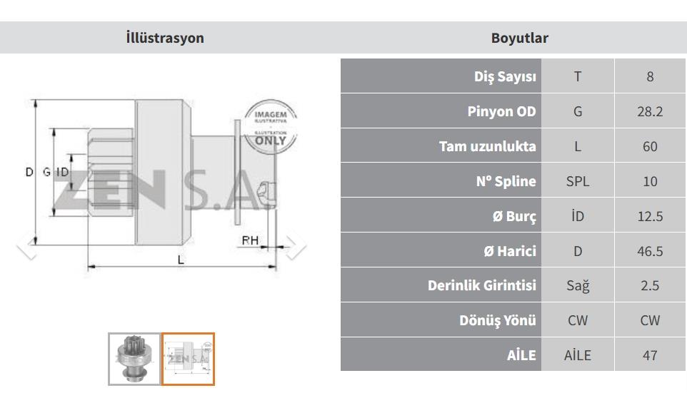 Marş Dişlisi 8diş General Suzuki Swıft 1.3 Suzukı Swıft/baleno/alto Zen.0576 | Zen 0576
