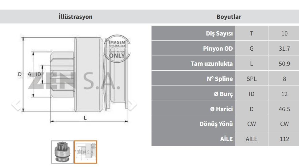 Marş Dişlisi 10diş Mıtsubıshı Mazda 626 Zen0596 | Zen 0596