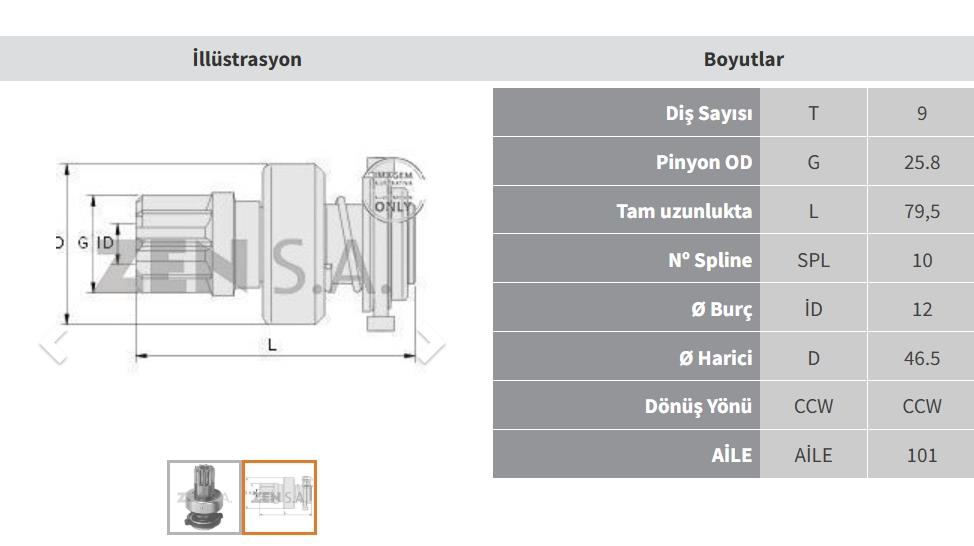 Marş Dişlisi 9diş Vw Dizel Ters Zen0613 | Zen 0613