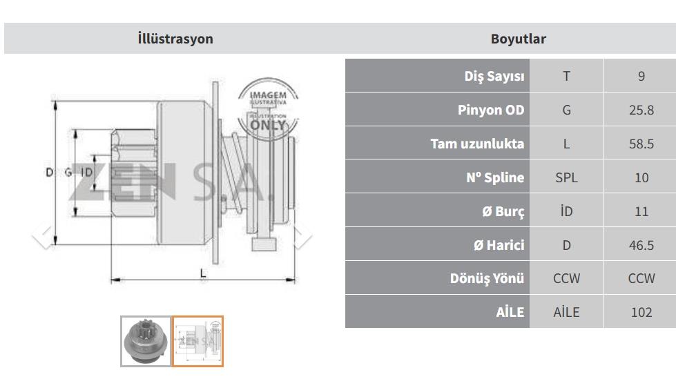 Marş Dişlisi 9diş Vw Golf Jetta-seat Ters Zen0619 | Zen 0619