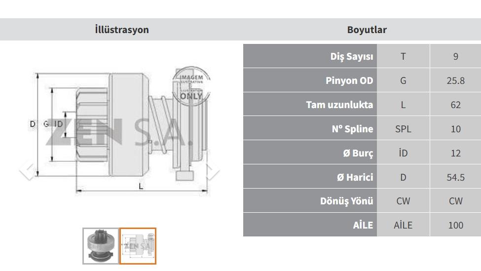 Marş Dişlisi 9diş Fiat Dizel Audi Volkswagen | Zen 0631