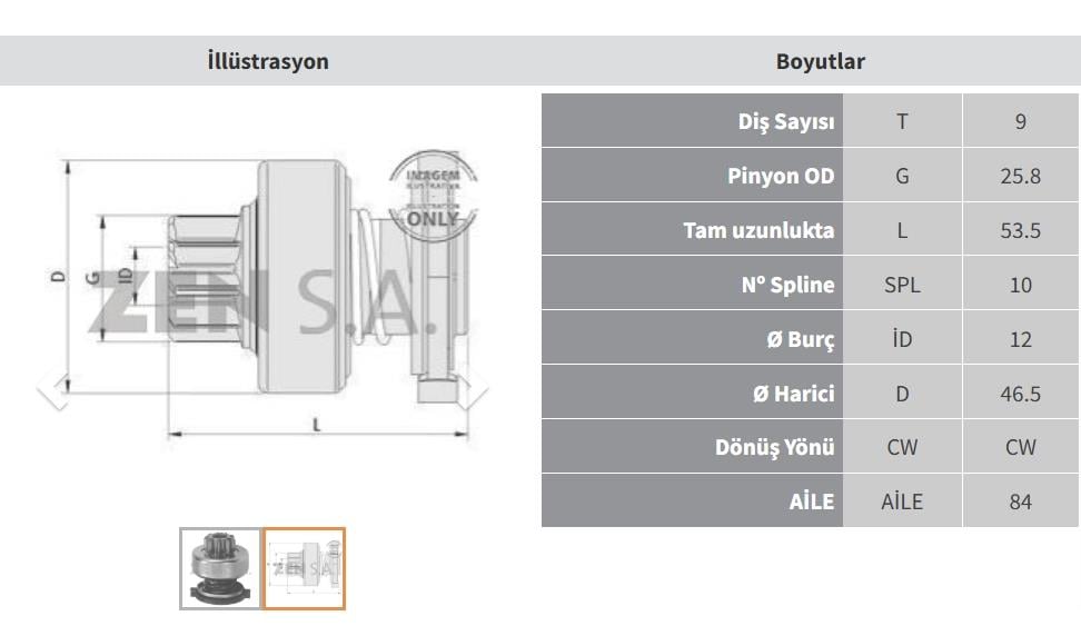 Marş Dişlisi 9diş Audi Golf Opel Zen0745 (rb)-ww B159137-b 1006210171-235798-- | Zen 0745