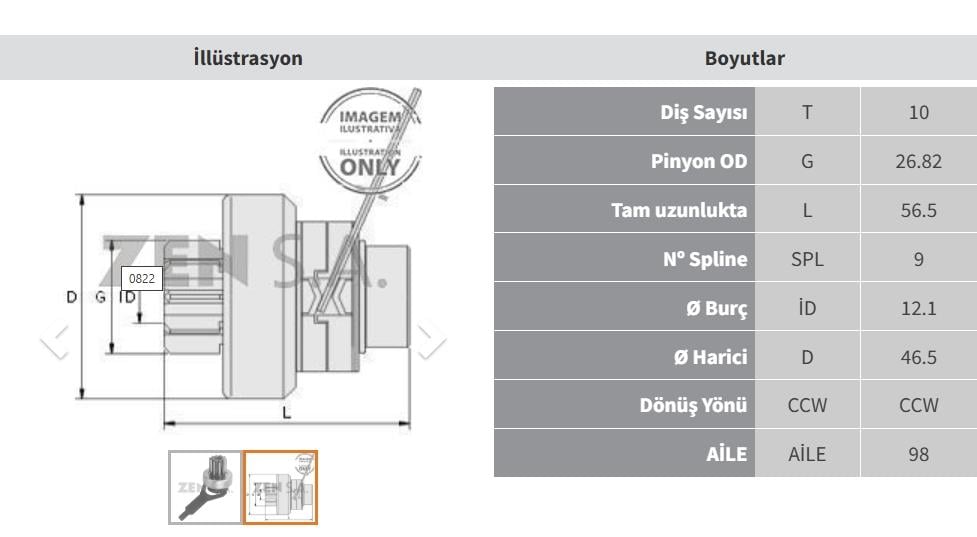 Marş Dişlisi 10diş Land Rover Ters Freze Zen0822 | Zen 0822