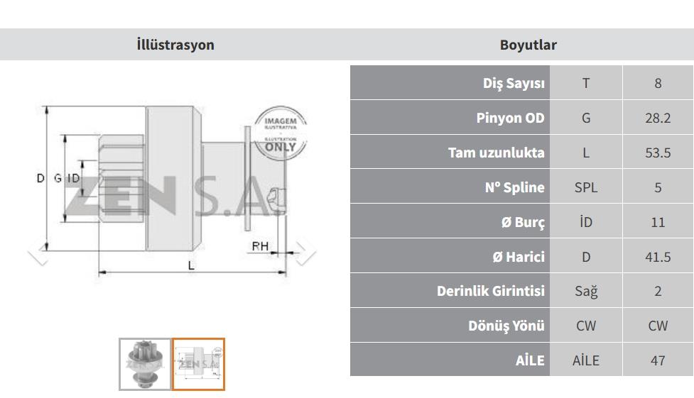 Marş Dişlisi 8diş Toyota Daıhatsu Feroza 4x4 / Toyota Yarıs Yaris | Zen 0830