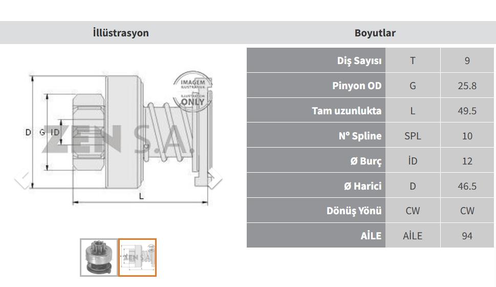 Marş Dişlisi 9diş Peugeot 306-605 Fiat Audi Zen0925 | Zen 0925
