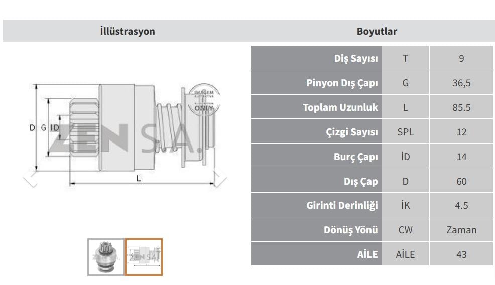 Marş Dişlisi 9diş Fıat Allıs / Tcm Mercedes Benz Volvo F Series | Zen 0985