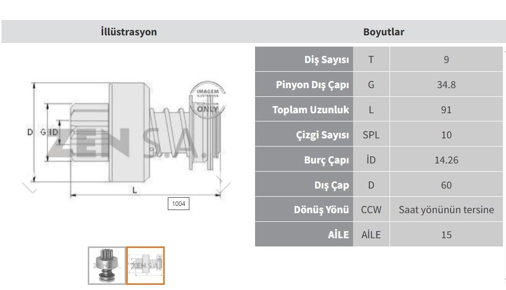 Marş Dişlisi 9diş Lambordını Goldını Lamborghını | Zen 1004