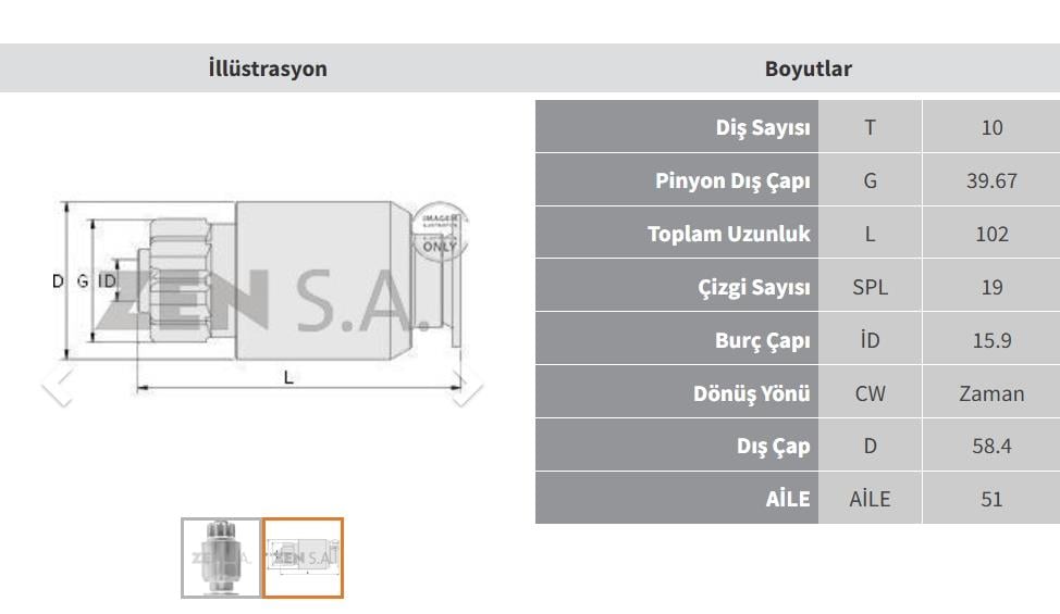 Marş Dişlisi 10diş Tcm İş Makinası 37mt Zen1013 | Zen 1013