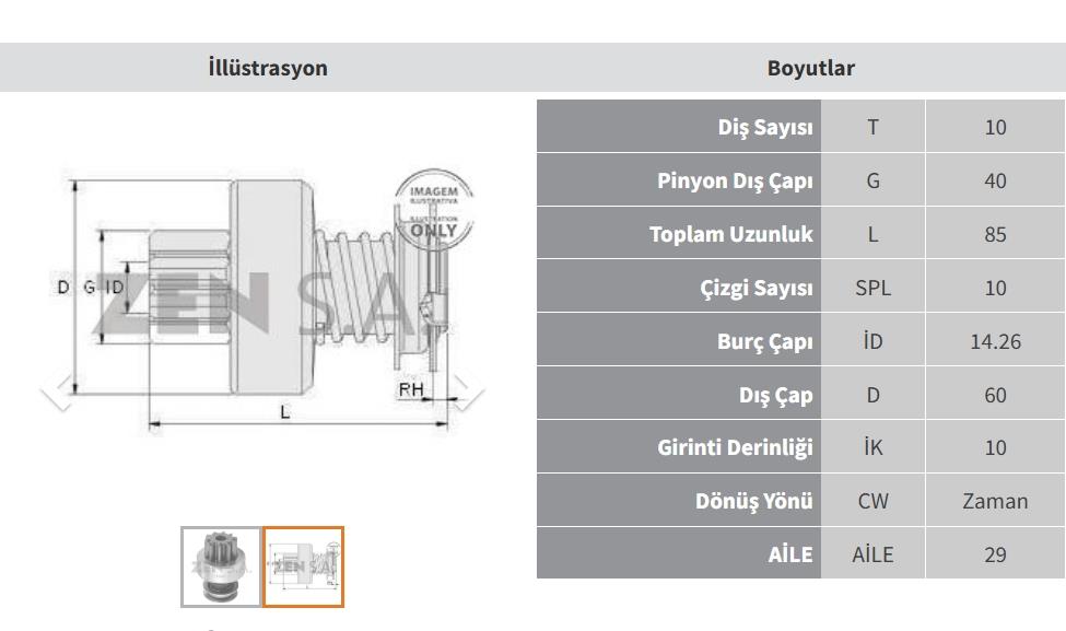 Marş Dişlisi 10diş Mf Perkins Boschtip Zen1060 | Zen 1060