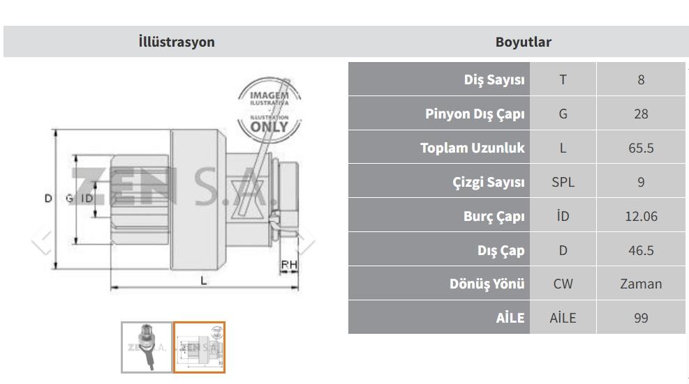 Marş Dişlisi 8diş Nissan Primera.berlina Zen1062 | Zen 1062