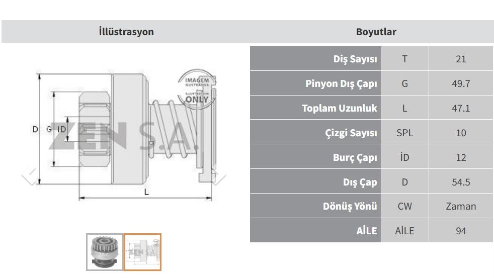 Marş Dişlisi 21diş Ford Ka Bosch Tip Zen1156 | Zen 1156