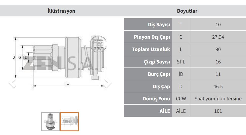 Marş Dişlisi 10diş 16v Vw Golf3 Zen1222 | Zen 1222