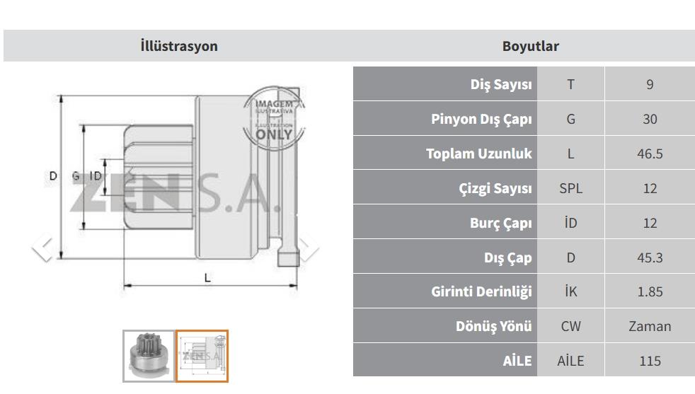 Marş Dişlisi 9diş Ford Focus Escort Mondeo | Zen 1225