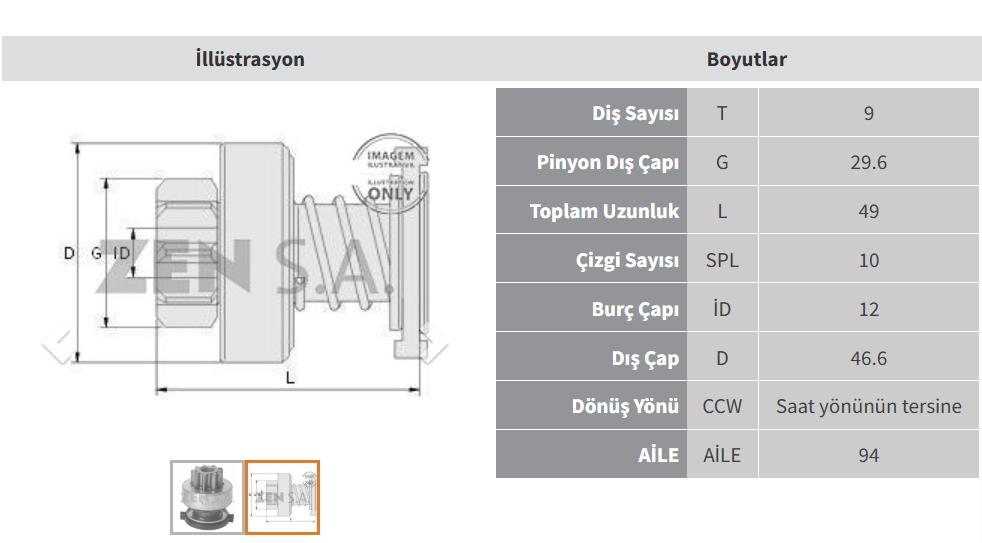 Marş Dişlisi 9diş Mercedes Ters Dönüş Lombardını Goldını Lombardini Su Motoru Ters Donus | Zen 1451