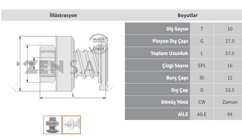 Marş Dişlisi 10diş Mercedes Benz E Serisi Sprinter 216 316 416 | Zen 1629