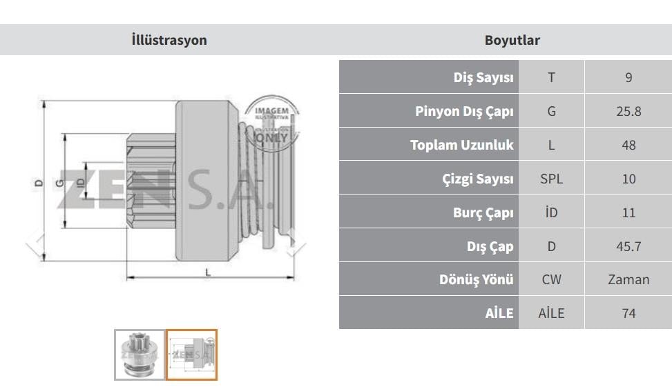 Marş Dişlisi 9diş Fiat Albea 1,3 Mult. Zen1641 | Zen 1641
