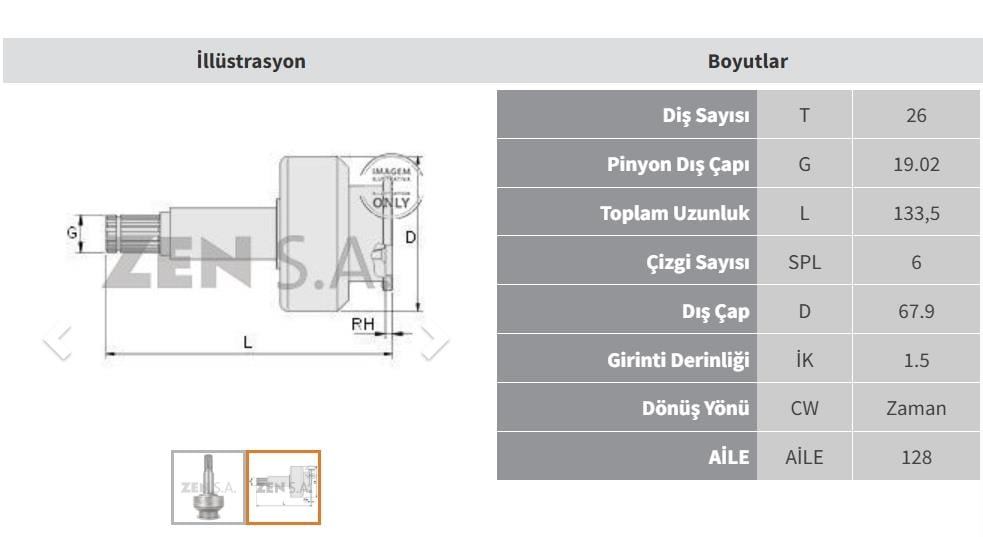 Marş Dişlisi 26diş Volvo Fm Fh Makınası / Kobelco Excavatör Sk300 Sk400 Zen1661 | Zen 1661