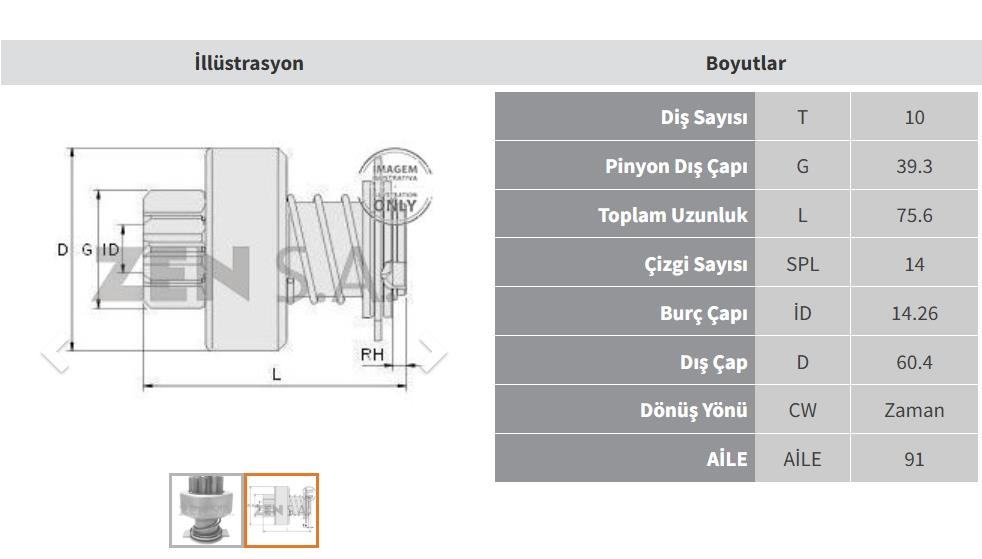Marş Dişlisi 10diş Jcb Mf Ym Erkunt Iskra 16902507 | Zen 1700