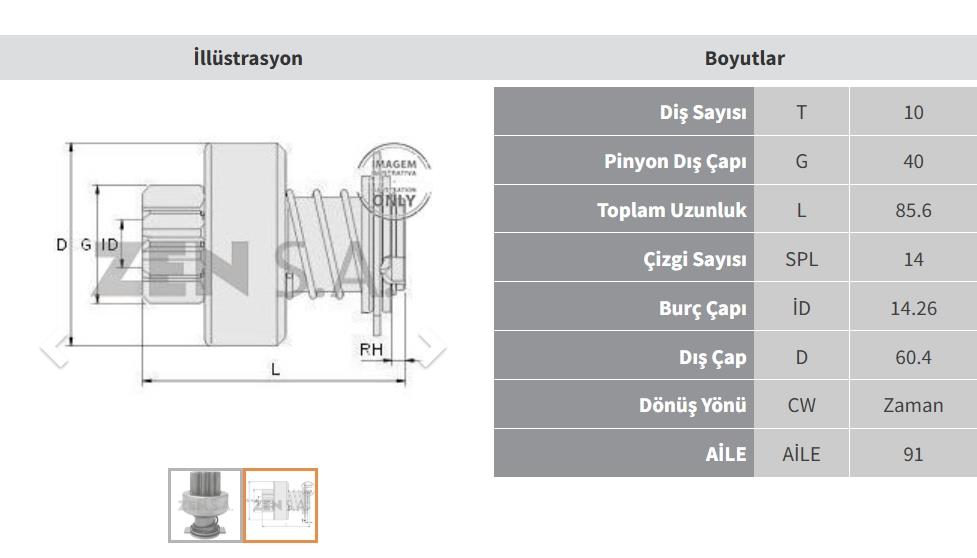 Marş Dişlisi 10diş Jcb Mf Perkins 85 Mf-valtra Traktör-hattat Is1064 | Zen 1701