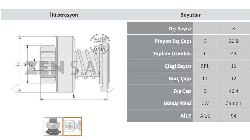 Marş Dişlisi 8diş Nissan Datsun Primera Zen1708 1006209765 | Zen 1708