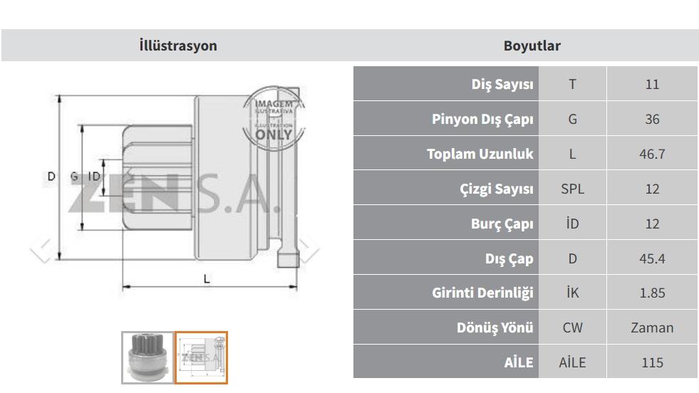 Marş Dişlisi 11diş Ford Focus Fiesta Fm74227 | Zen 1714