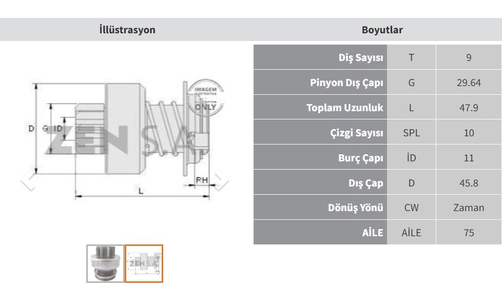 Marş Dişlisi 9diş Bmw 3.20 Fiat Toyota Avensis | Zen 1720